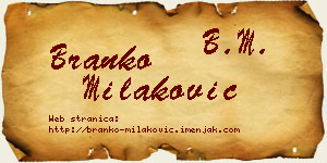 Branko Milaković vizit kartica